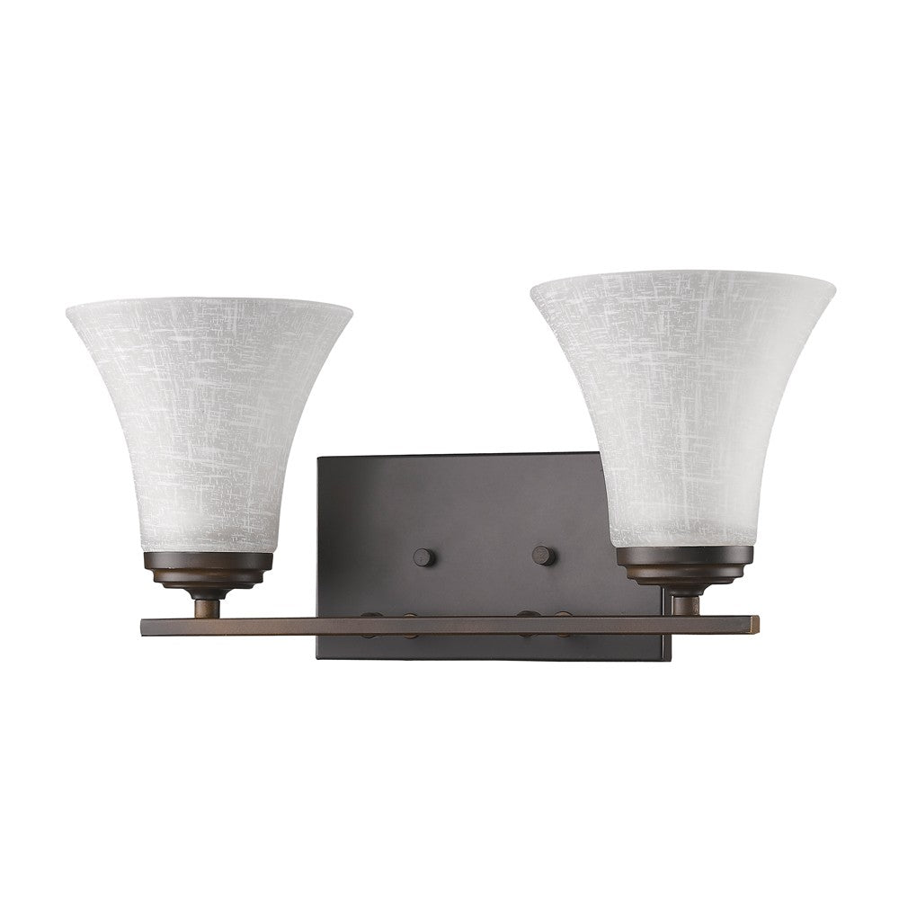 Two Light Bronze Wall Light with Tapered Glass Shade - 99fab 