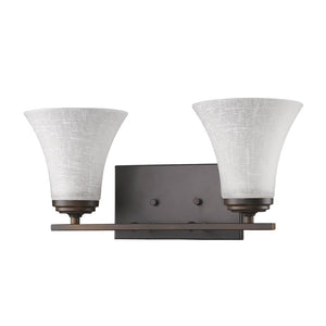 Two Light Bronze Wall Light with Tapered Glass Shade