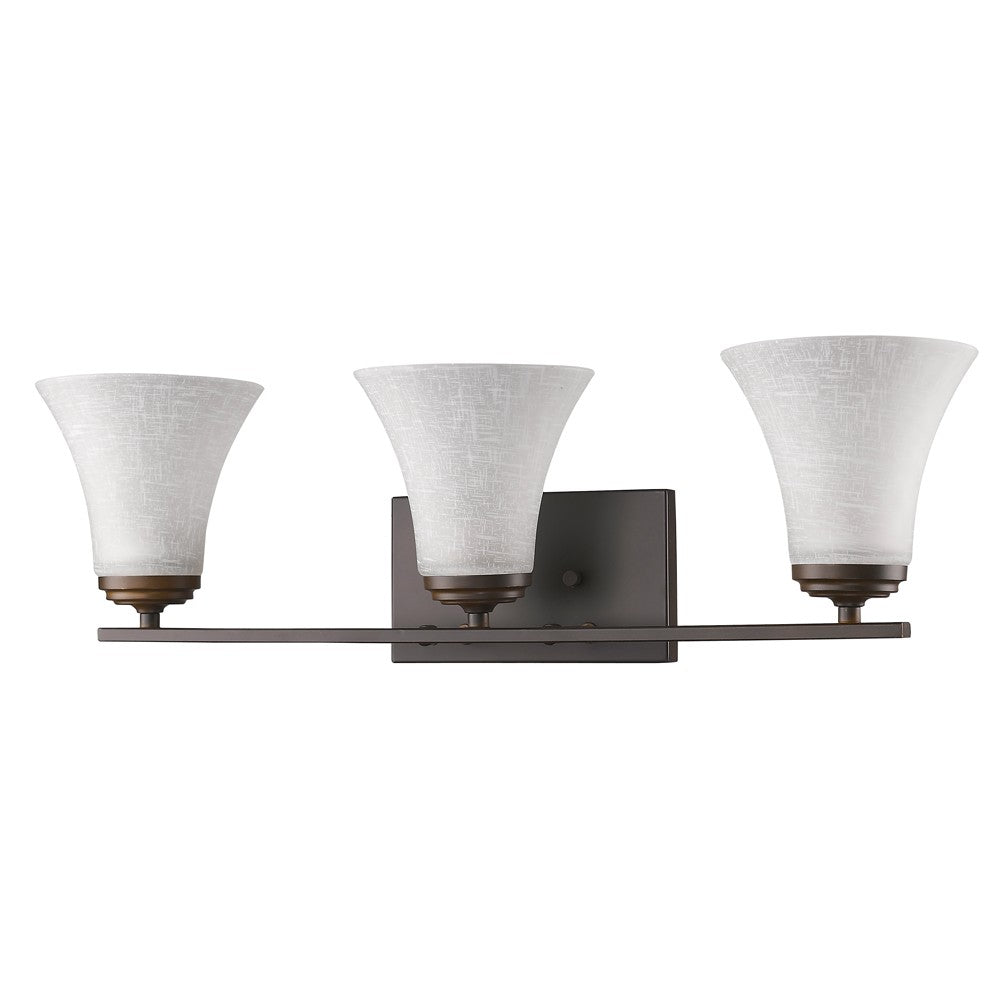 Three Light Bronze Wall Light with Tapered Glass Shade - 99fab 