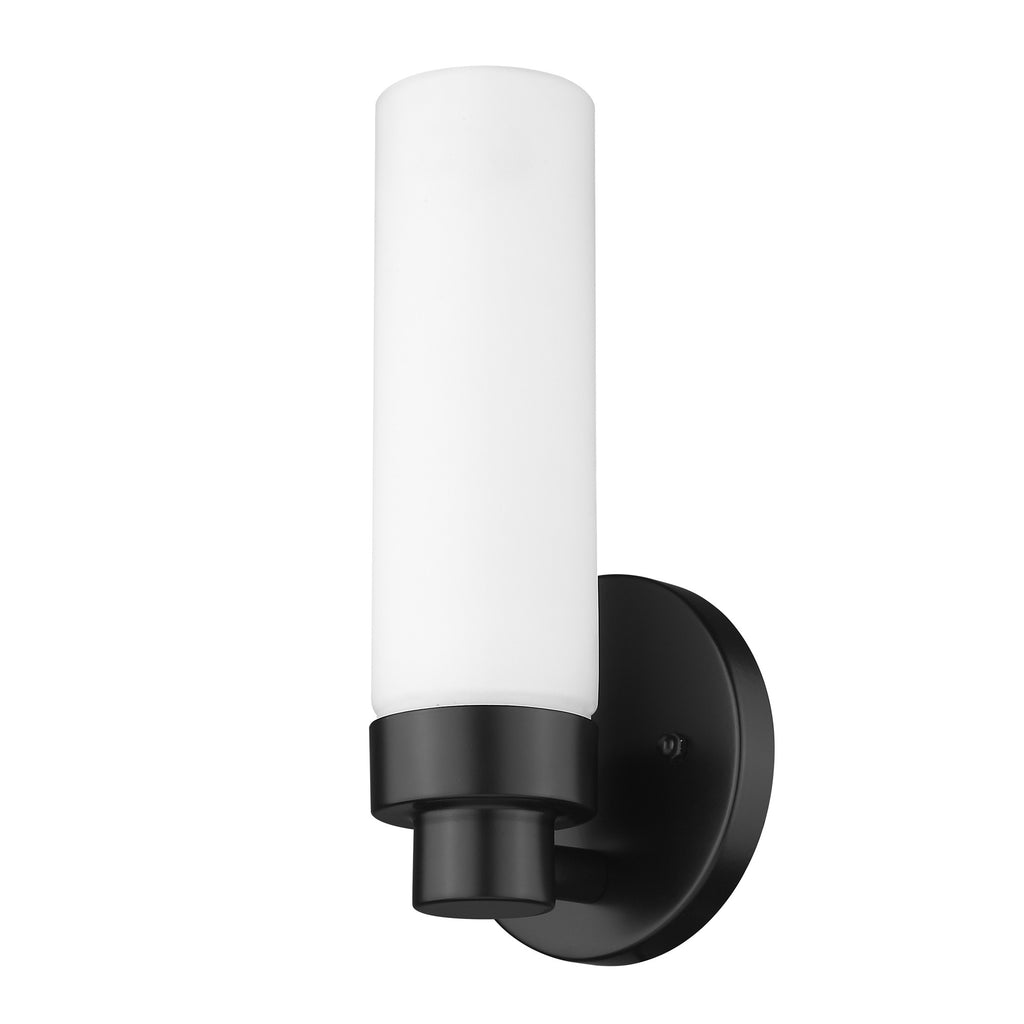 Matte Black Wall Light with Narrow Frosted Glass Shade - 99fab 