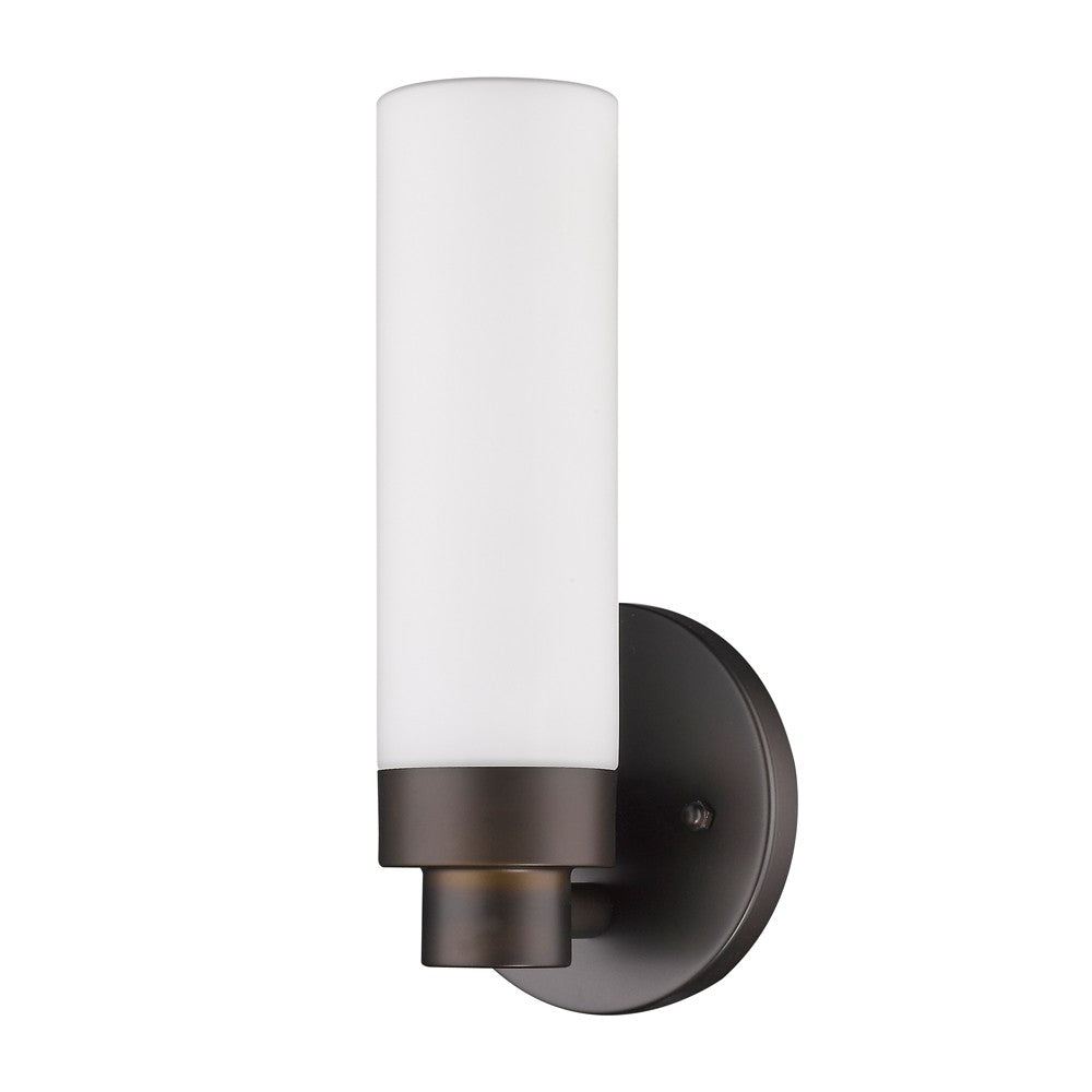 Bronze Wall Light with Narrow Frosted Glass Shade - 99fab 