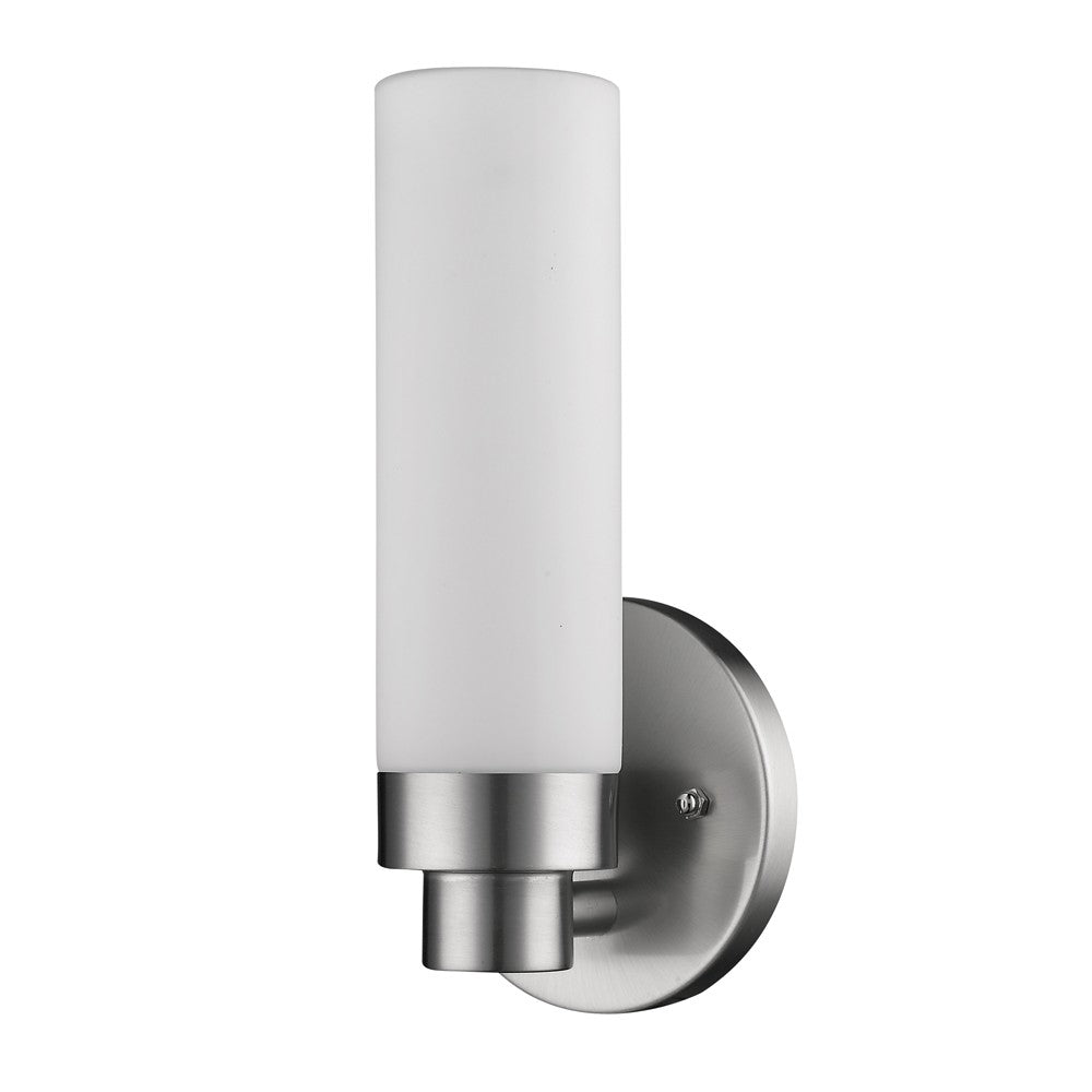 Silver Wall Light with Narrow Frosted Glass Shade - 99fab 