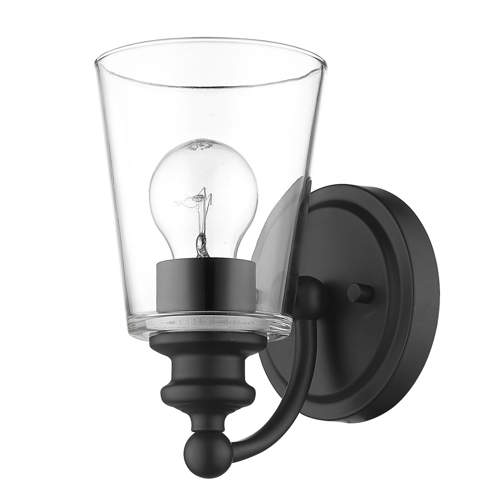 One Light Matte Black Glass Shade Wall Sconce - 99fab 