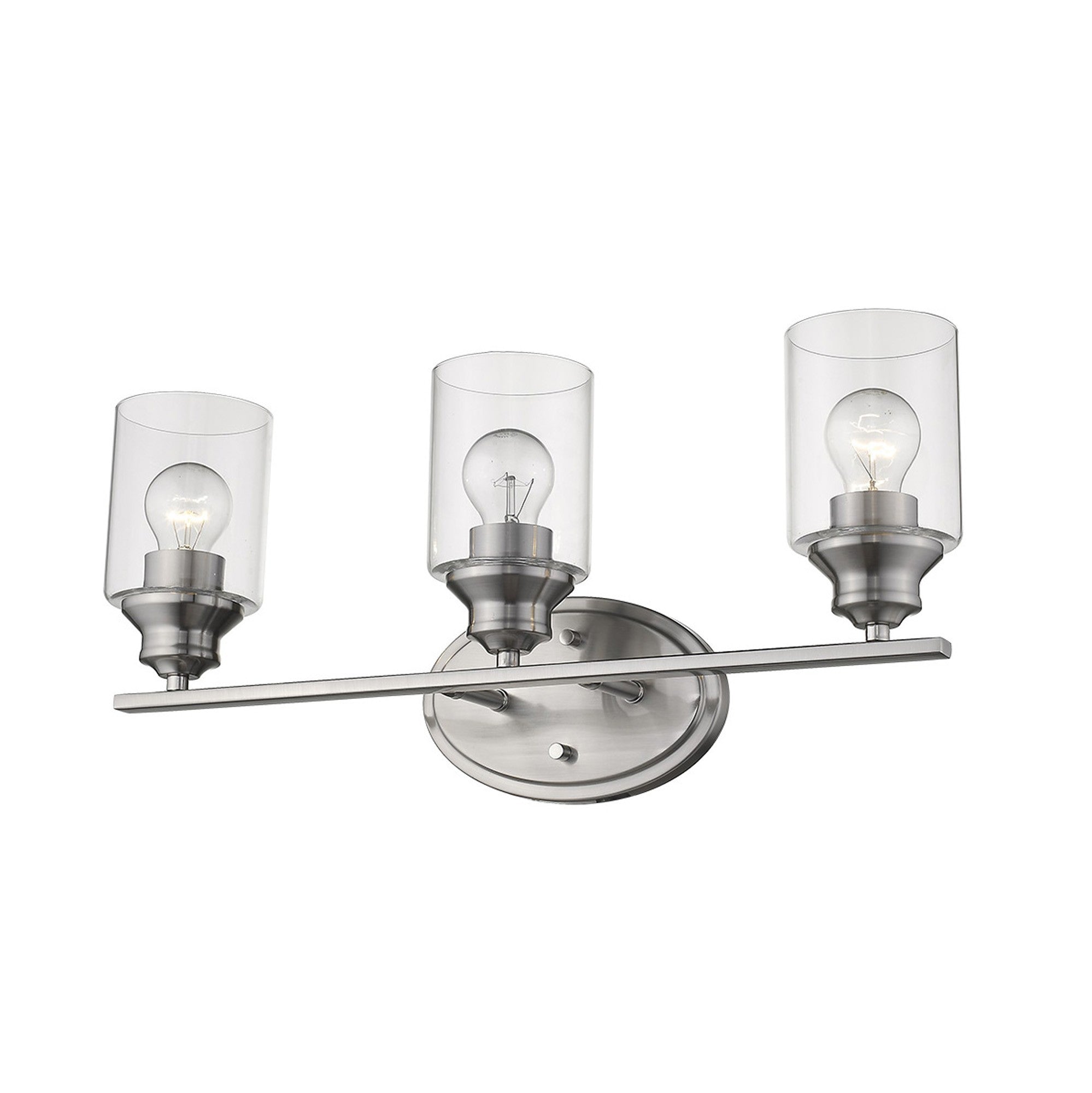 Three Light Silver Wall Light with Clear Glass Shade