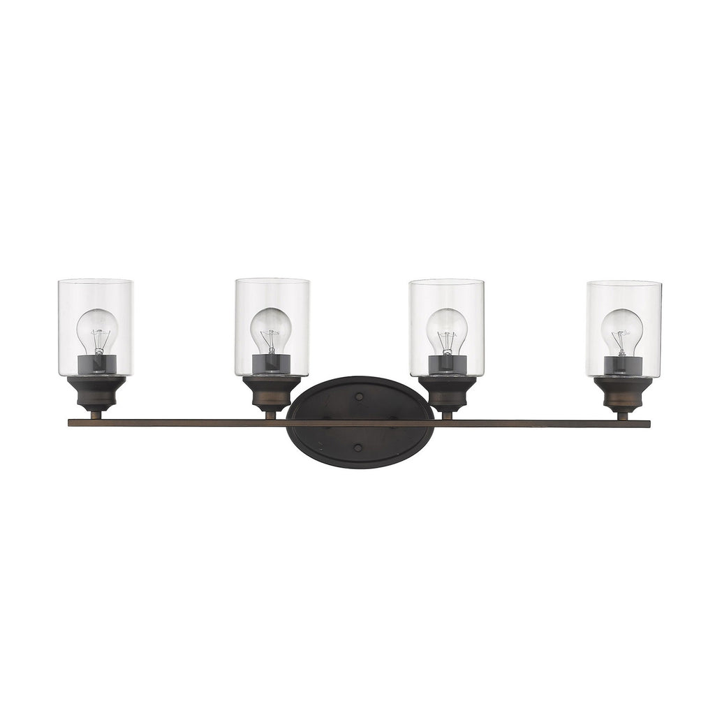 Four Light Bronze Wall Light with Clear Glass Shade - 99fab 