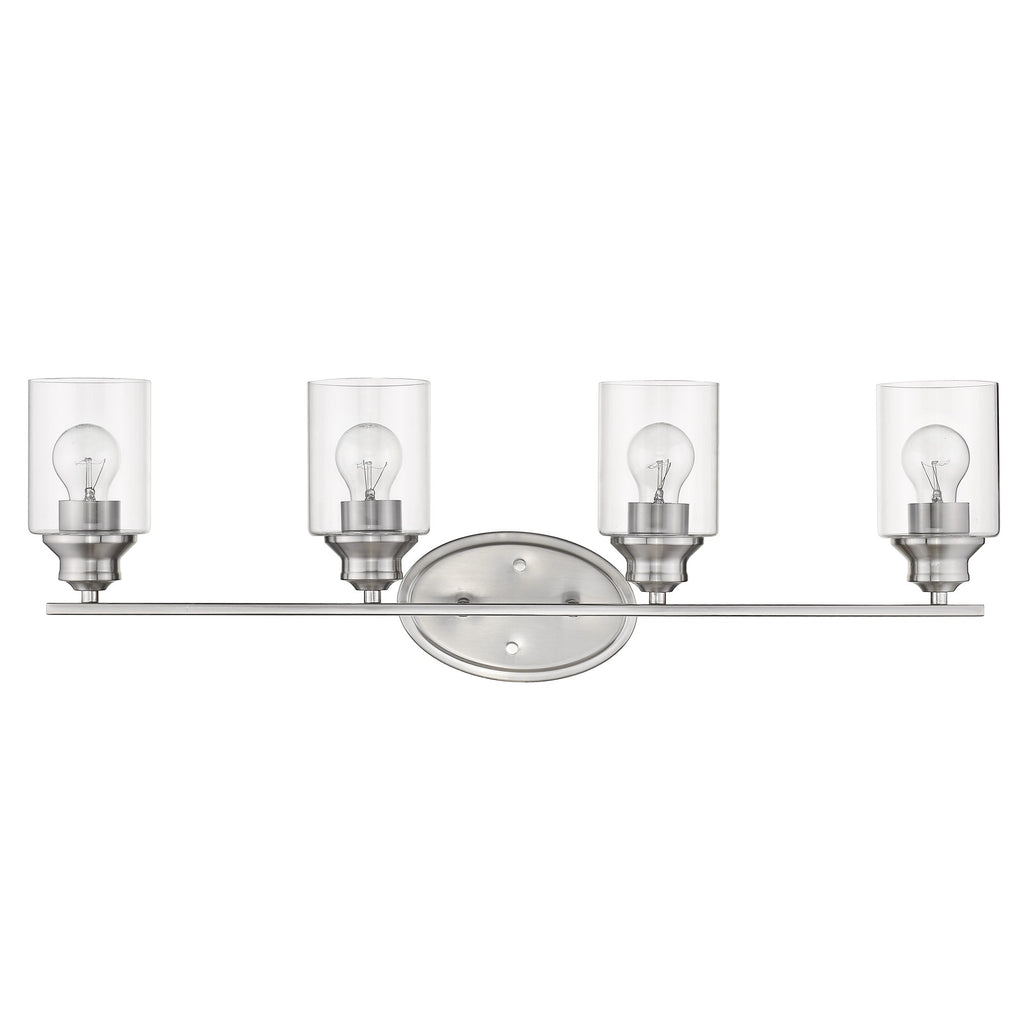 Four Light Silver Wall Light with Clear Glass Shade - 99fab 