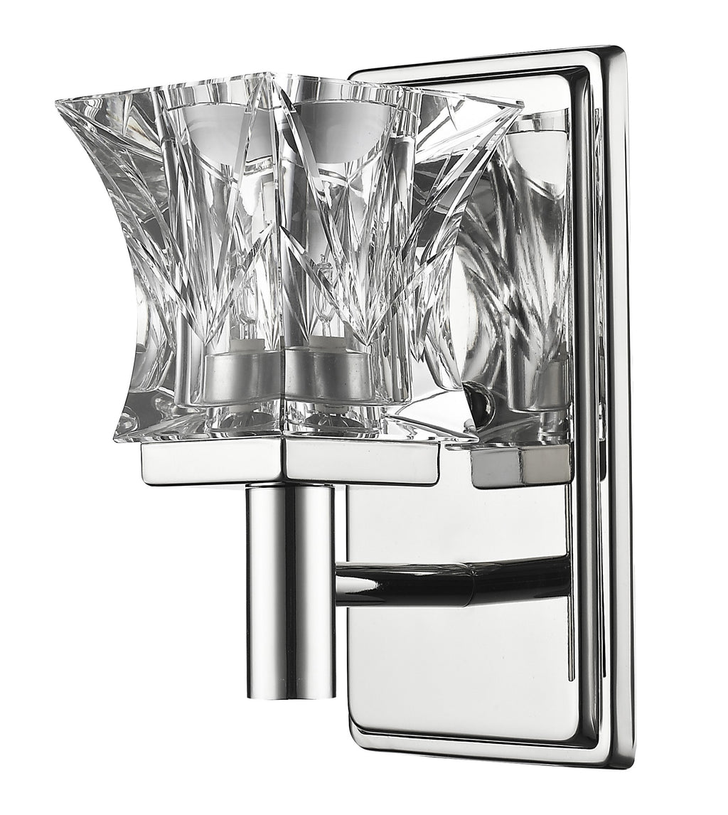 Arabella 1-Light Polished Nickel Sconce With Pressed Crystal Shade - 99fab 