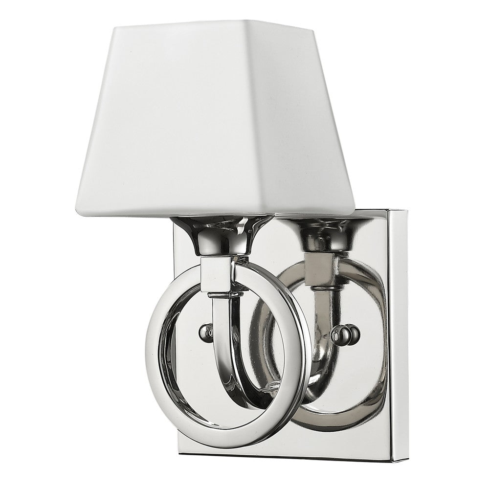 Silver Metal Wall Light with Frosted Glass Shade - 99fab 