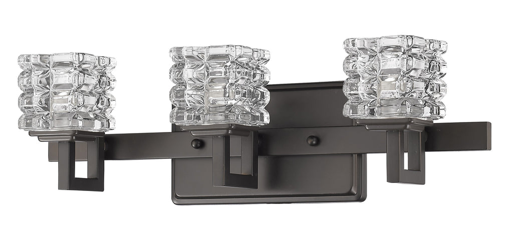Coralie 3-Light Oil-Rubbed Bronze Sconce With Pressed Crystal Shades - 99fab 