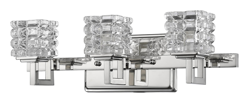 Coralie 3-Light Polished Nickel Sconce With Pressed Crystal Shades - 99fab 