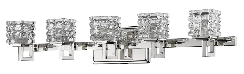 Coralie 5-Light Polished Nickel Sconce With Pressed Crystal Shades - 99fab 