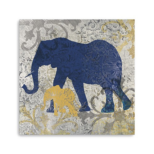 Exotic Blue And Gold Elephant Unframed Print Wall Art - 99fab 