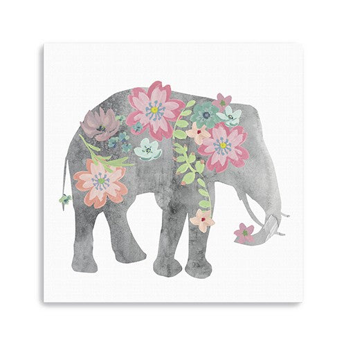 Floral Elephant Unframed Print Wall Art - 99fab 