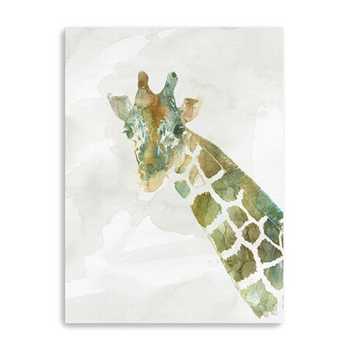 32" x 24" Abstract Marble Watercolor Giraffe Canvas Wall Art