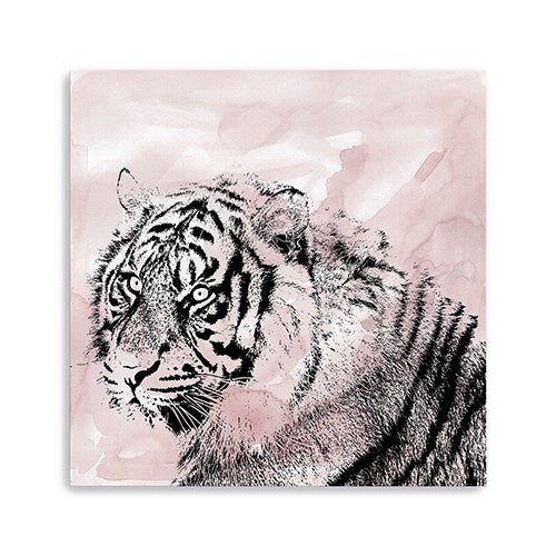 Pink Crouching Tiger Unframed Print Wall Art - 99fab 