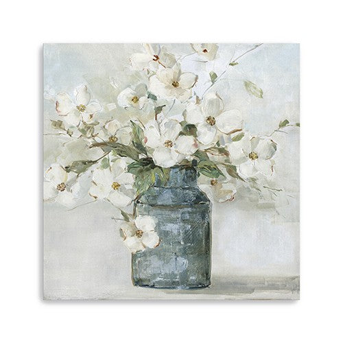 30" x 30" Watercolor Soft Pastel Dogwood Bouquet Canvas Wall Art