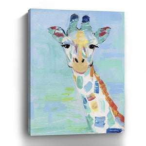 24" x 18" Pastel Patchwork Giraffe Canvas Wall Art