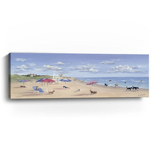 30" x 10" Dogs Rule the Beach Canvas Wall Art