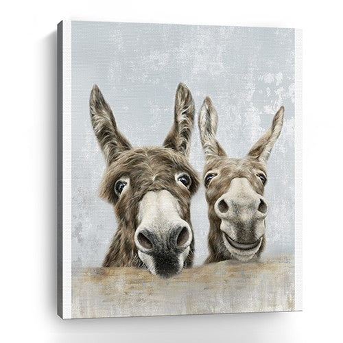 Cute Donkeys Canvas Unframed Print Wall Art - 99fab 