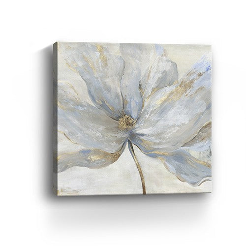 Soft Blue And Grey Flower With Gold Details Unframed Print Wall Art - 99fab 