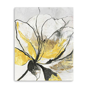 Modern Yellow And Black Flower Unframed Print Wall Art