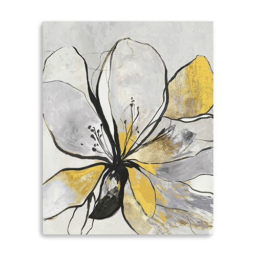 Modern Yellow And Black Flower In Bloom Unframed Print Wall Art - 99fab 