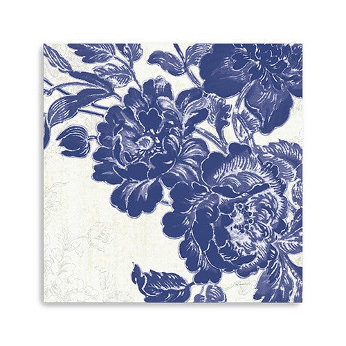 Blue Toile Rose Unframed Print Wall Art - 99fab 