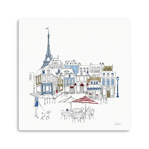 French Caf With Red And Blue Accents Unframed Print Wall Art - 99fab 