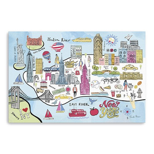 Fun Illustrated Nyc Map Unframed Print Wall Art - 99fab 