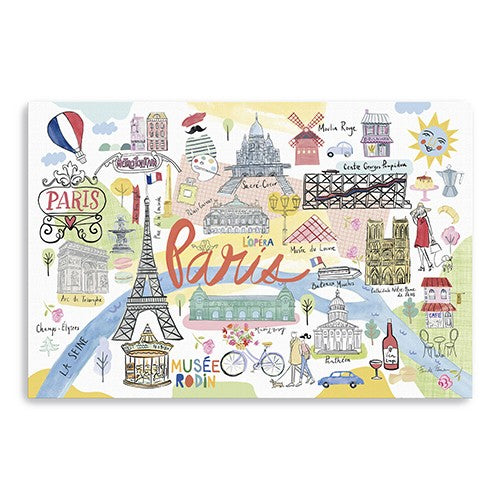 Fun Illustrated Paris Map Unframed Print Wall Art - 99fab 