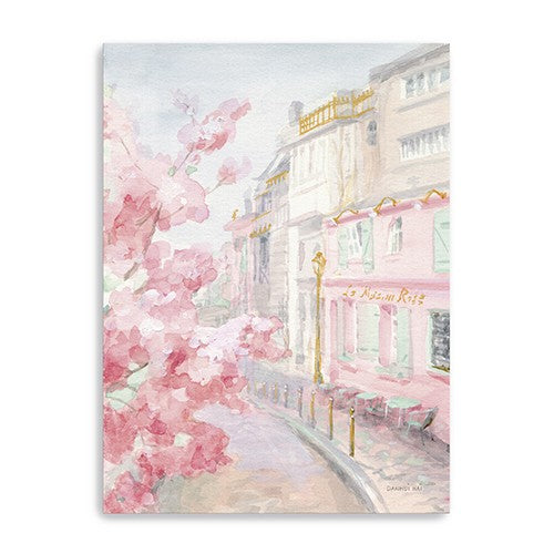 Pretty Pastel Pink Paris Street Unframed Print Wall Art - 99fab 