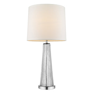 29" Silver Metal Table Lamp With White Empire Shade