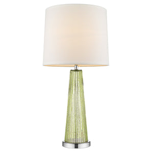 29" Silver Metal Table Lamp With White Empire Shade