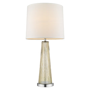 29" Silver Metal Table Lamp With White Empire Shade