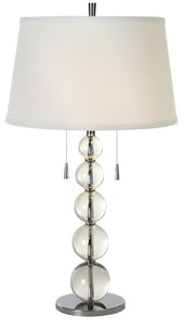 29" Silver Metal Two Light Table Lamp With White Empire Shade