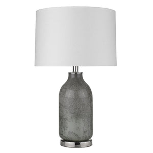 25" Silver Metal Table Lamp With White Empire Shade