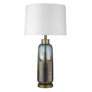 31" Brass Metal Table Lamp With White Empire Shade