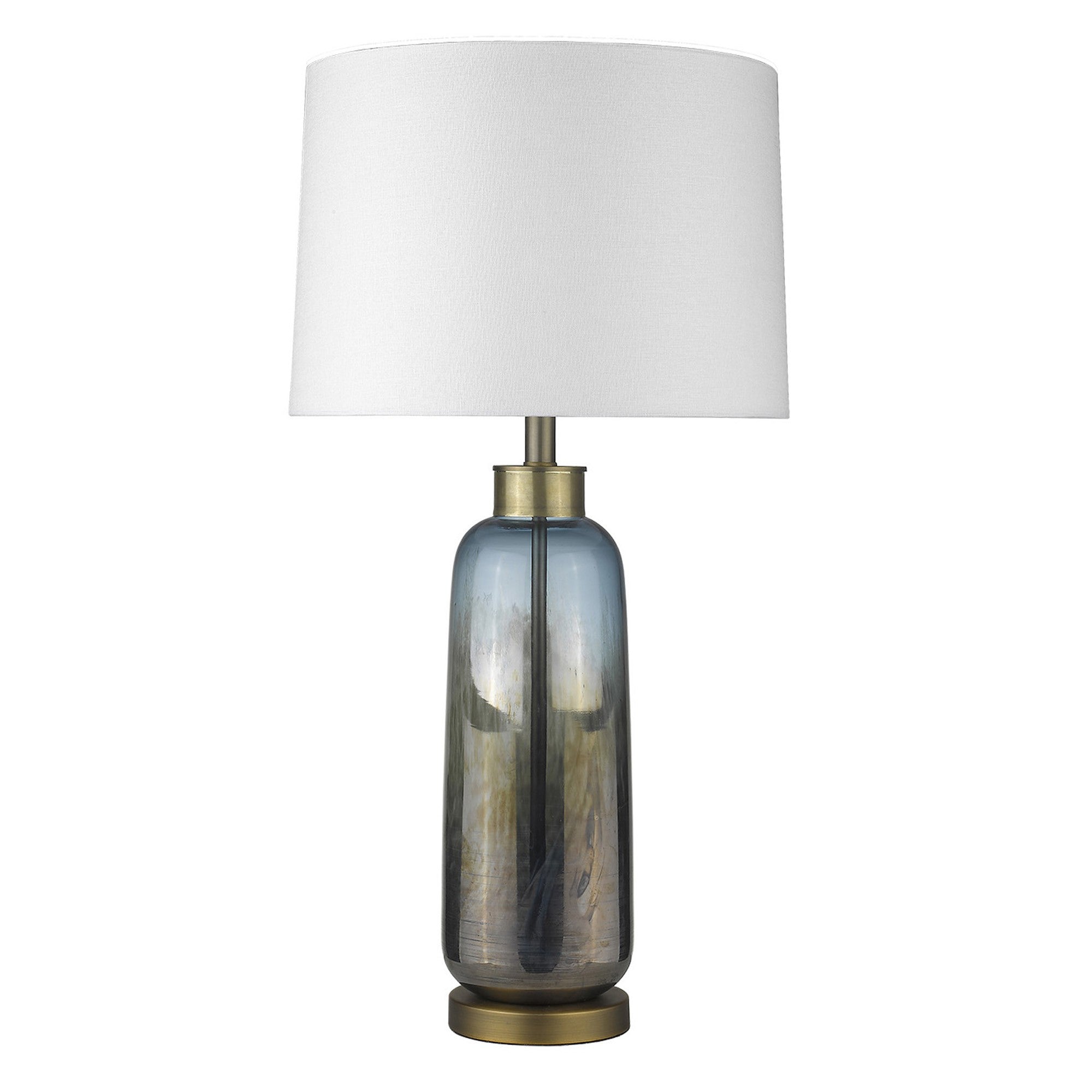 31" Brass Metal Table Lamp With White Empire Shade