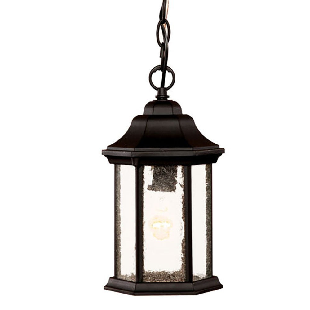 Antique Black Textured Glass Lantern Hanging Light - 99fab 