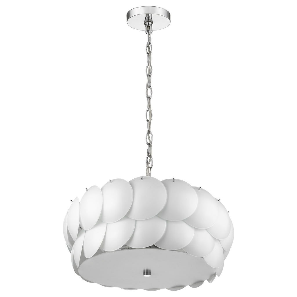 Selene 6-Light Polished Chrome Pendant With Overlapping Frosted White Glass Discs Shade - 99fab 