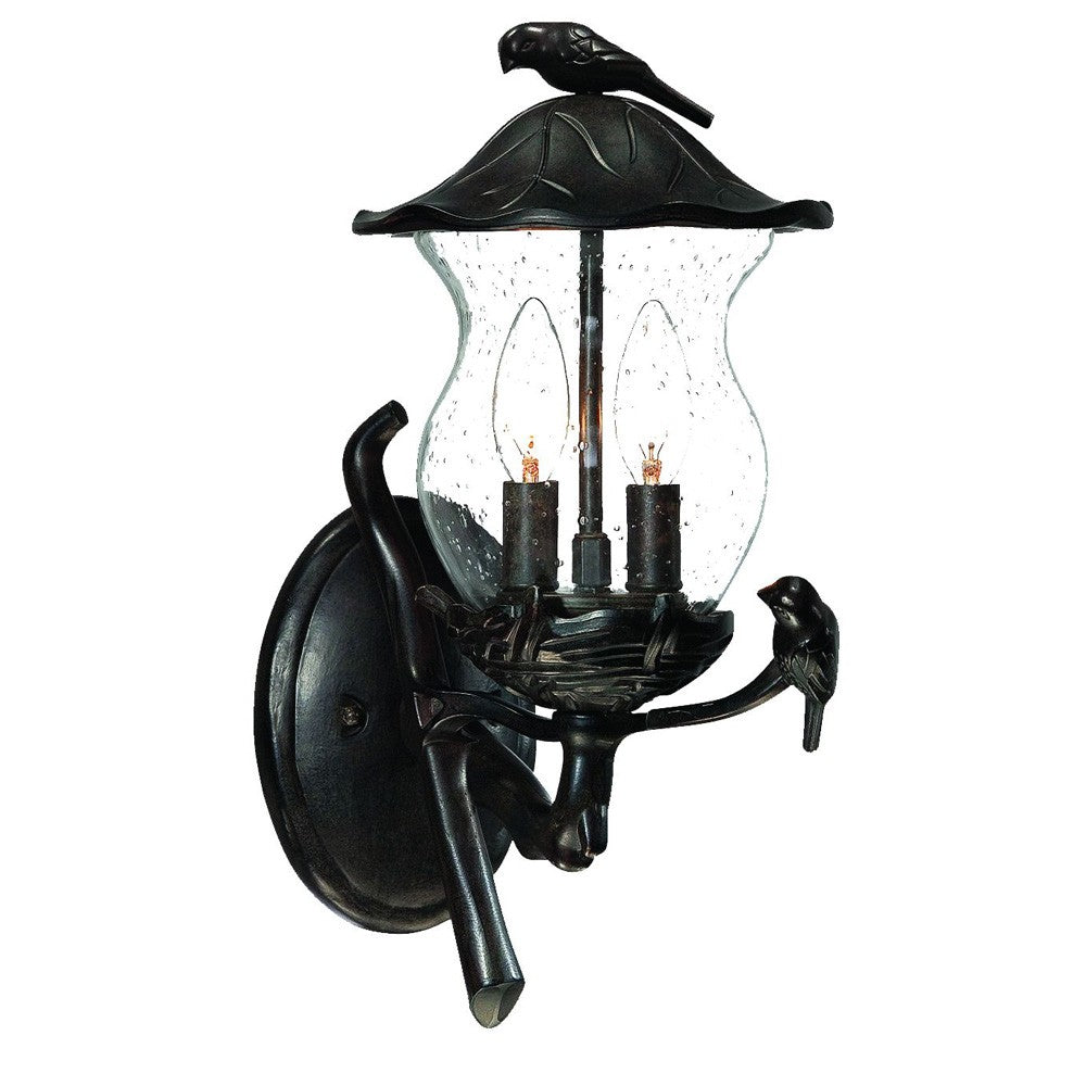 Matte Black Bird Detail Lantern Wall Light - 99fab 