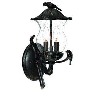 Matte Black Bird Detail Lantern Wall Light