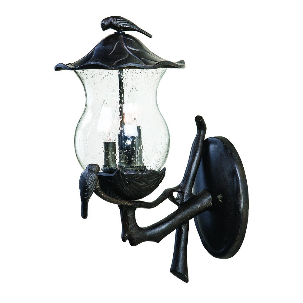 Avian 3-Light Black Coral Wall Light With Seeded Glass - 99fab 