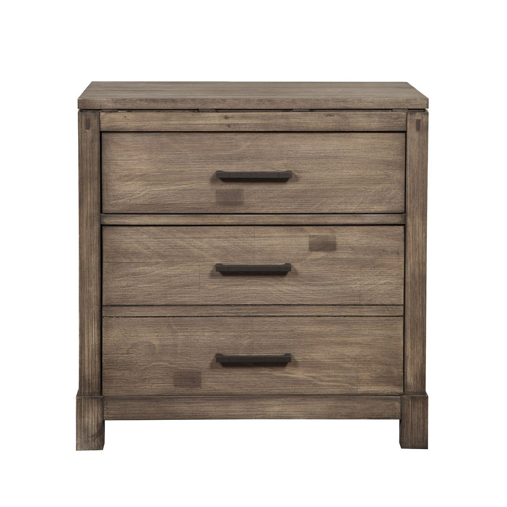 Weathered Grey Finish Wood 3 Drawer Nightstand - 99fab 