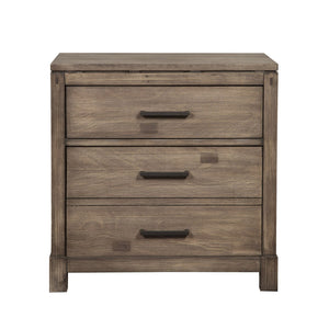 Weathered Grey Finish Wood 3 Drawer Nightstand