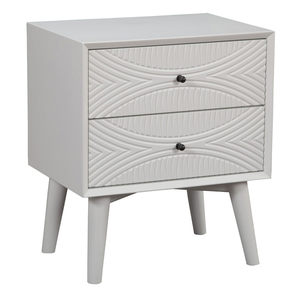 White Groovy 1 Drawer Wood Nightstand - 99fab 