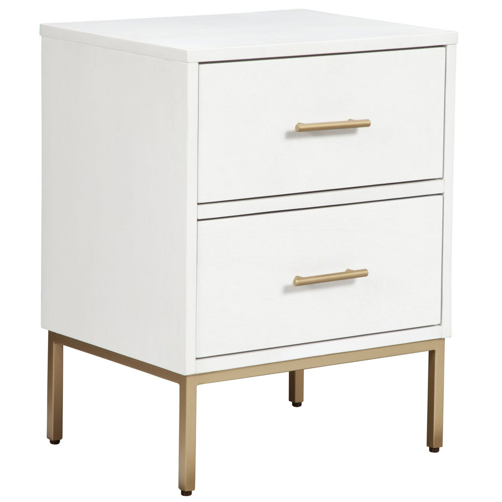 White and Gold Lines 2 Drawer Nightstand - 99fab 