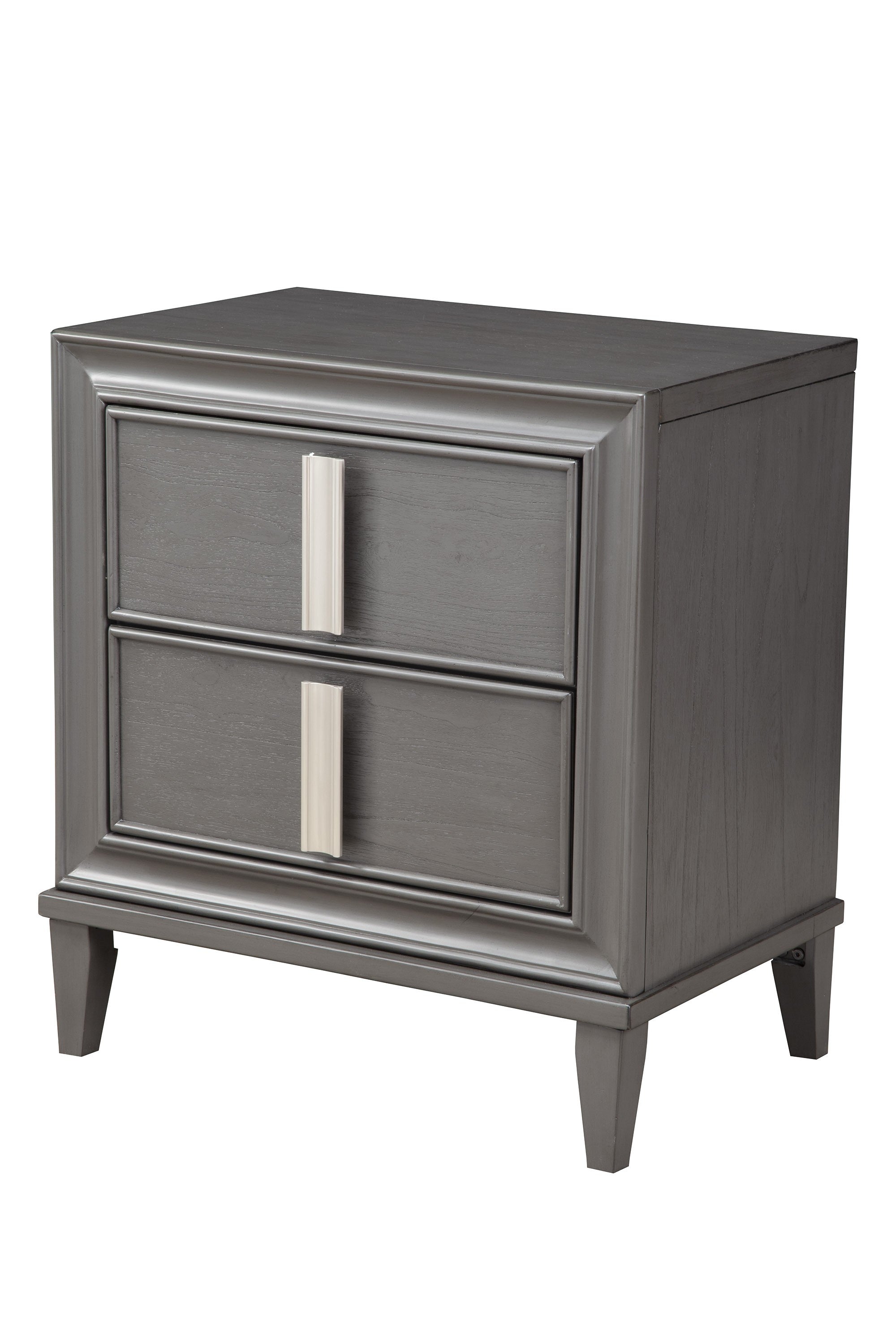 Dark Grey Contemporary 2 Drawer Nightstand