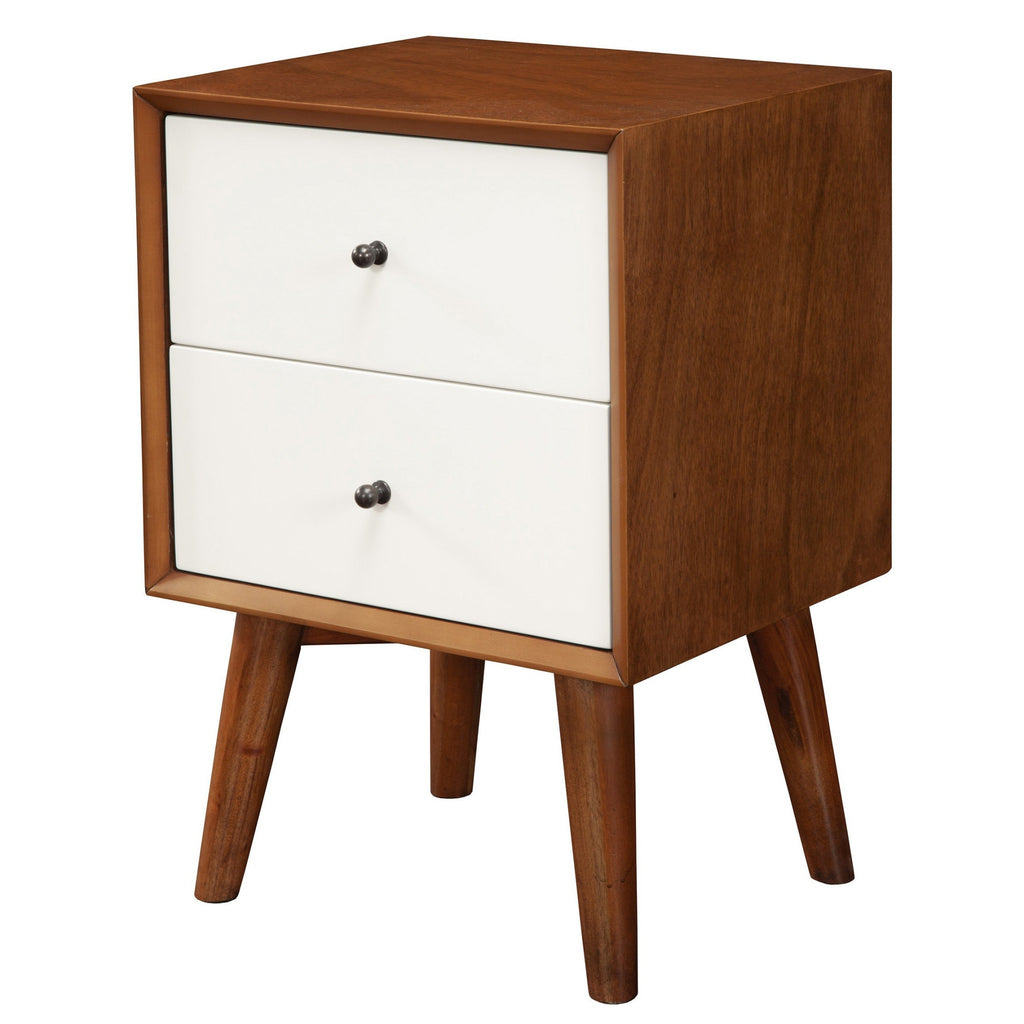 Brown and White Century Modern Wood 2 Drawer Nightstand - 99fab 