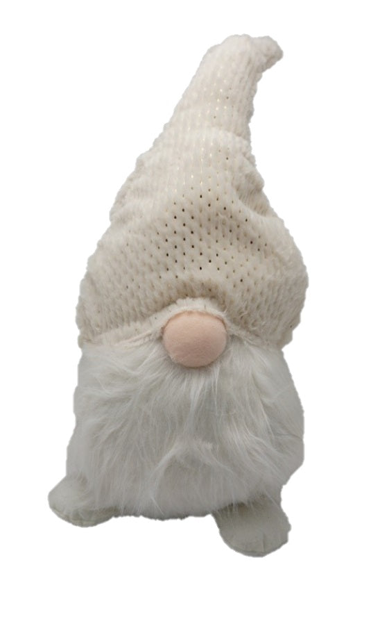 Creamy White Fuzzy Fabric Gnome - 99fab 